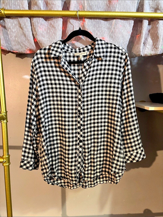 Hester & Orchard Tops - Hester & Orchard Checkered Cotton Rayon Shirt Large Like New